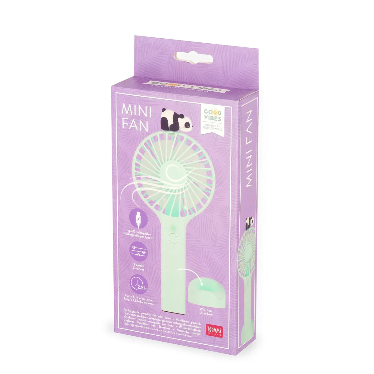 Ventilatore Portatile Ricaricabile con Base Panda – Legami Mini Fan