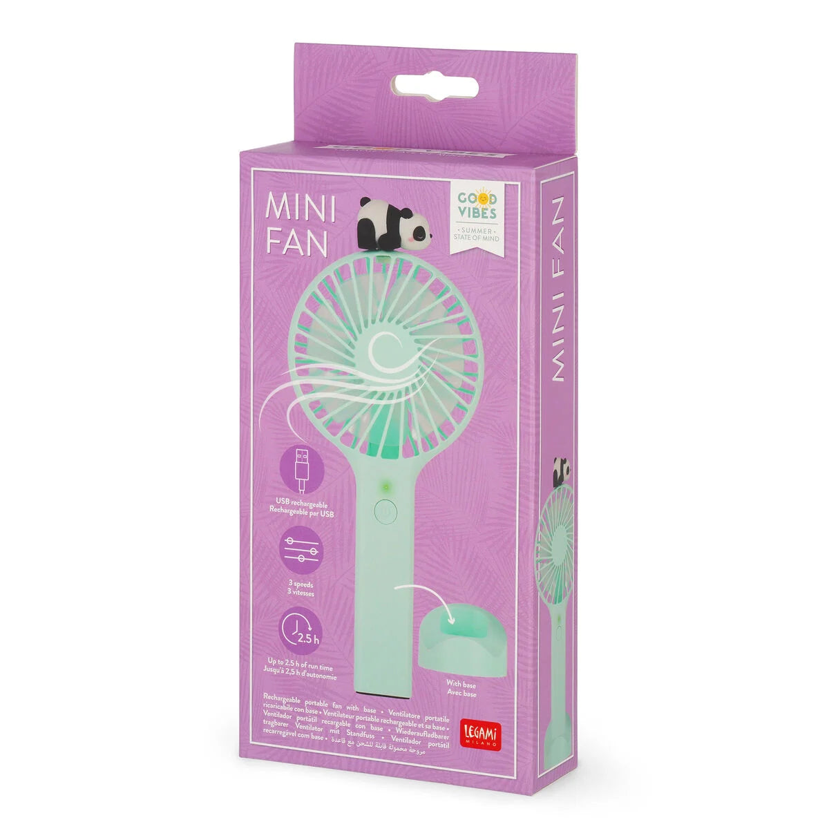 Ventilatore Portatile Ricaricabile con Base Panda – Legami Mini Fan
