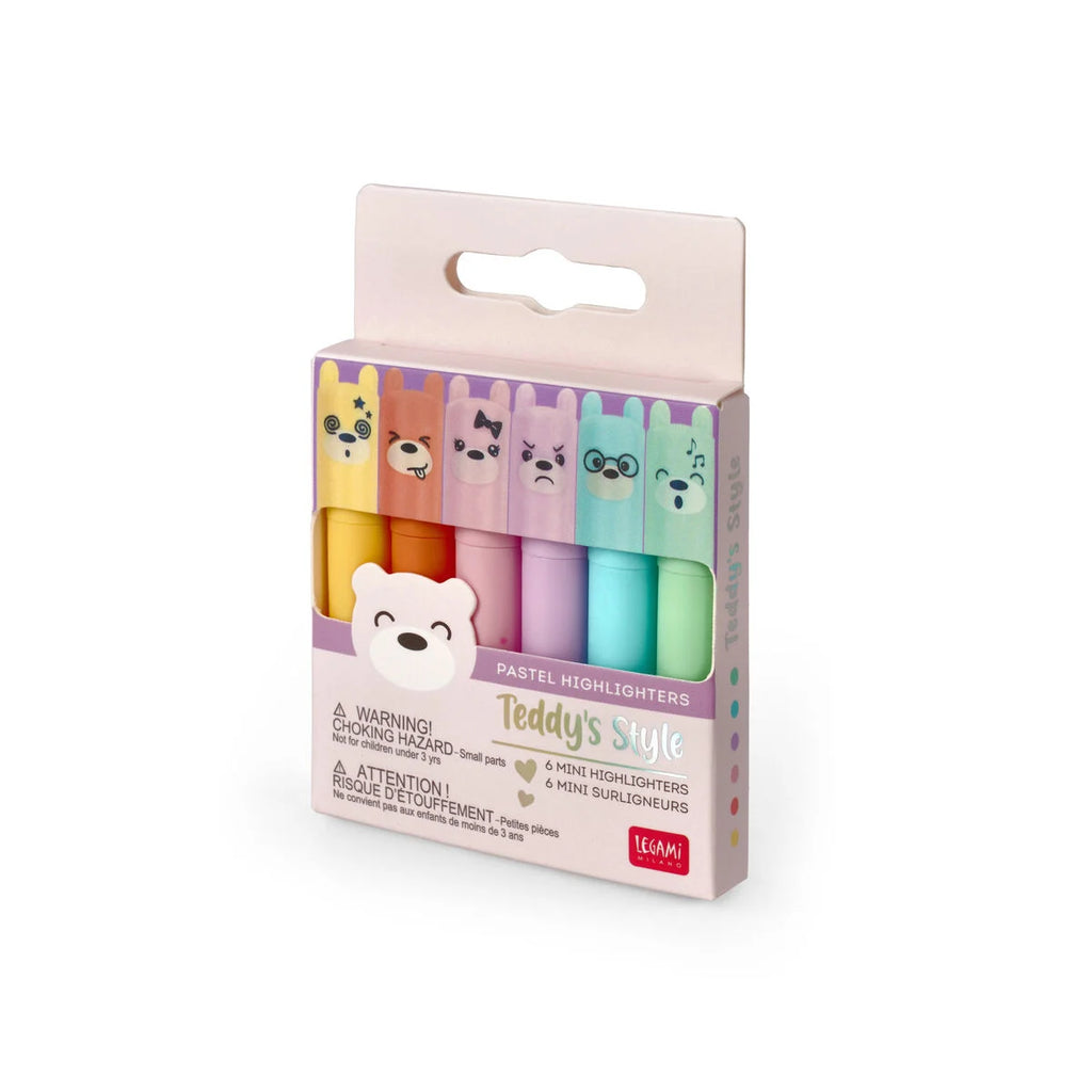 Legami-Set di 6 Mini Evidenziatori Pastello - Teddy's Style