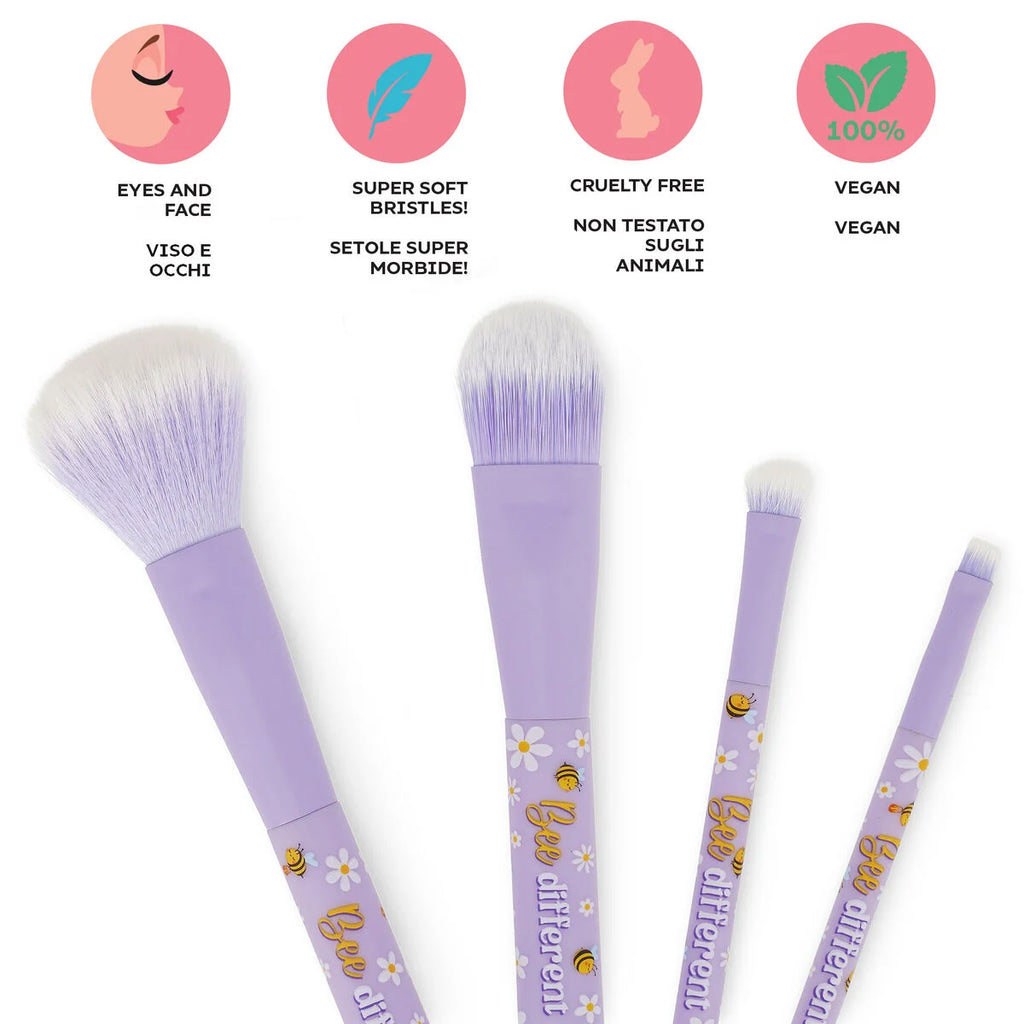 Legami Oh My Glow! Bee – Set 4 Pennelli per Trucco Vegan