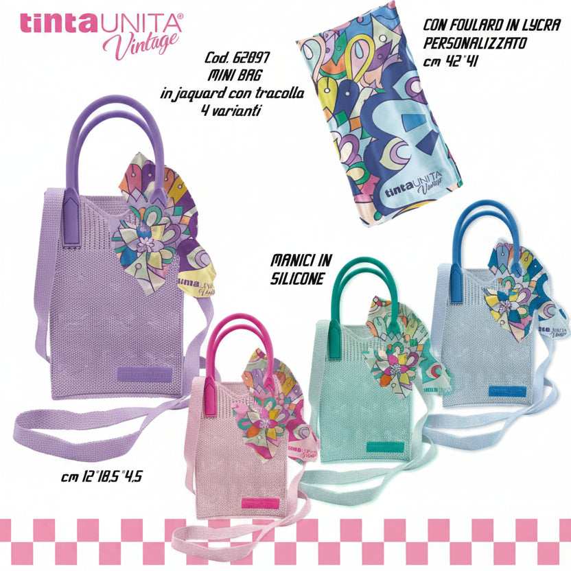 Mini Bag con Foulard Coordinato Tinta Unita Vintage 2025