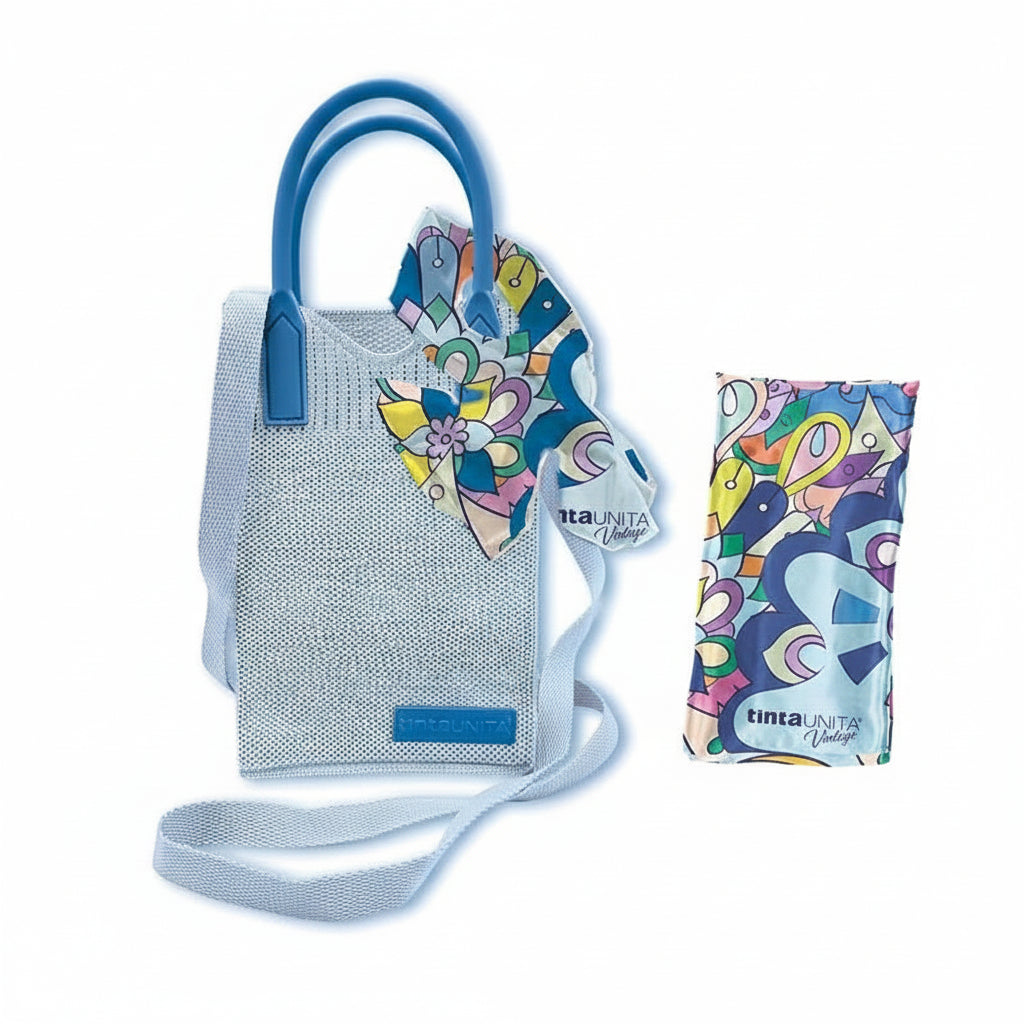 Mini Bag con Foulard Coordinato Tinta Unita Vintage 2025