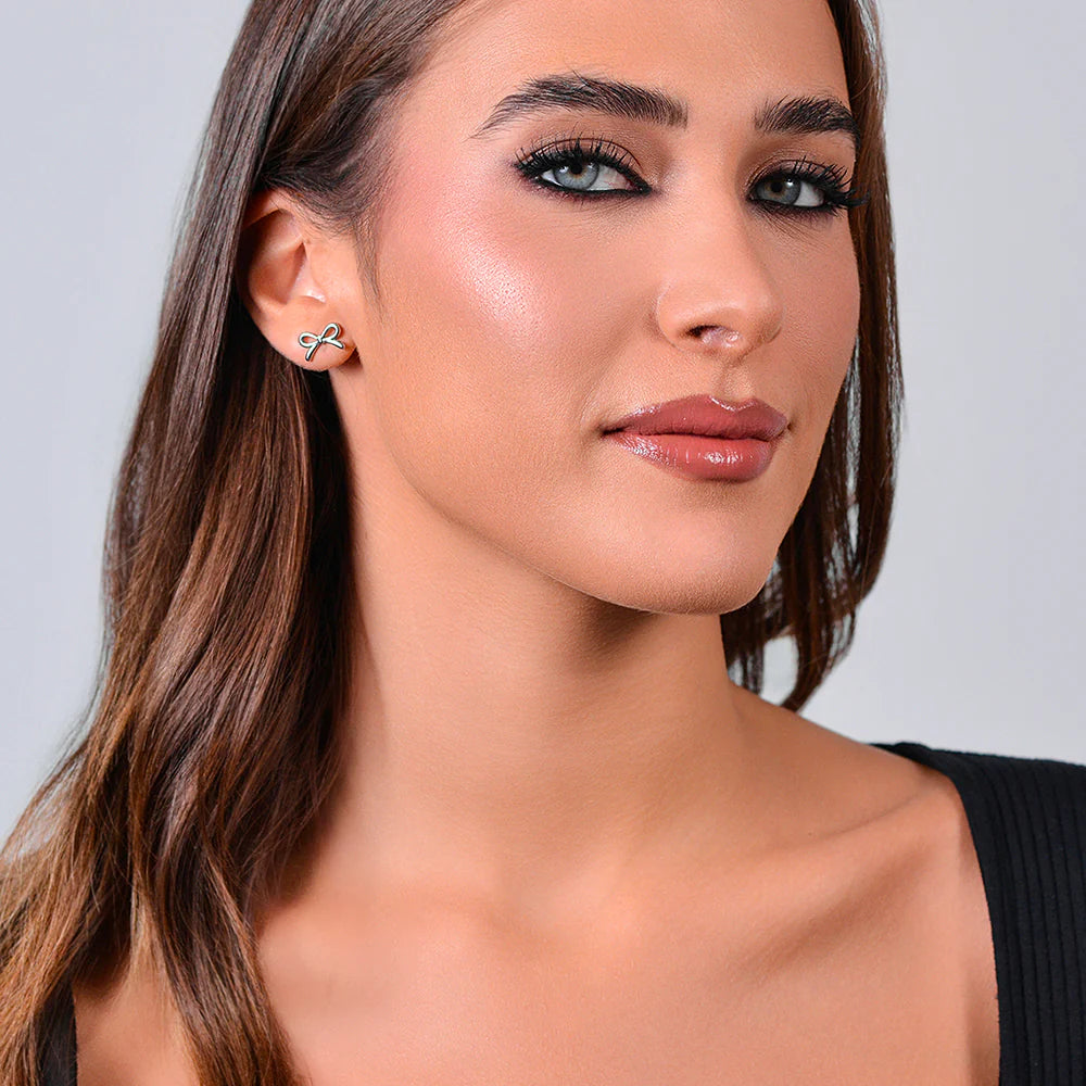 LUCA BARRA: orecchini donna in acciaio fiocco