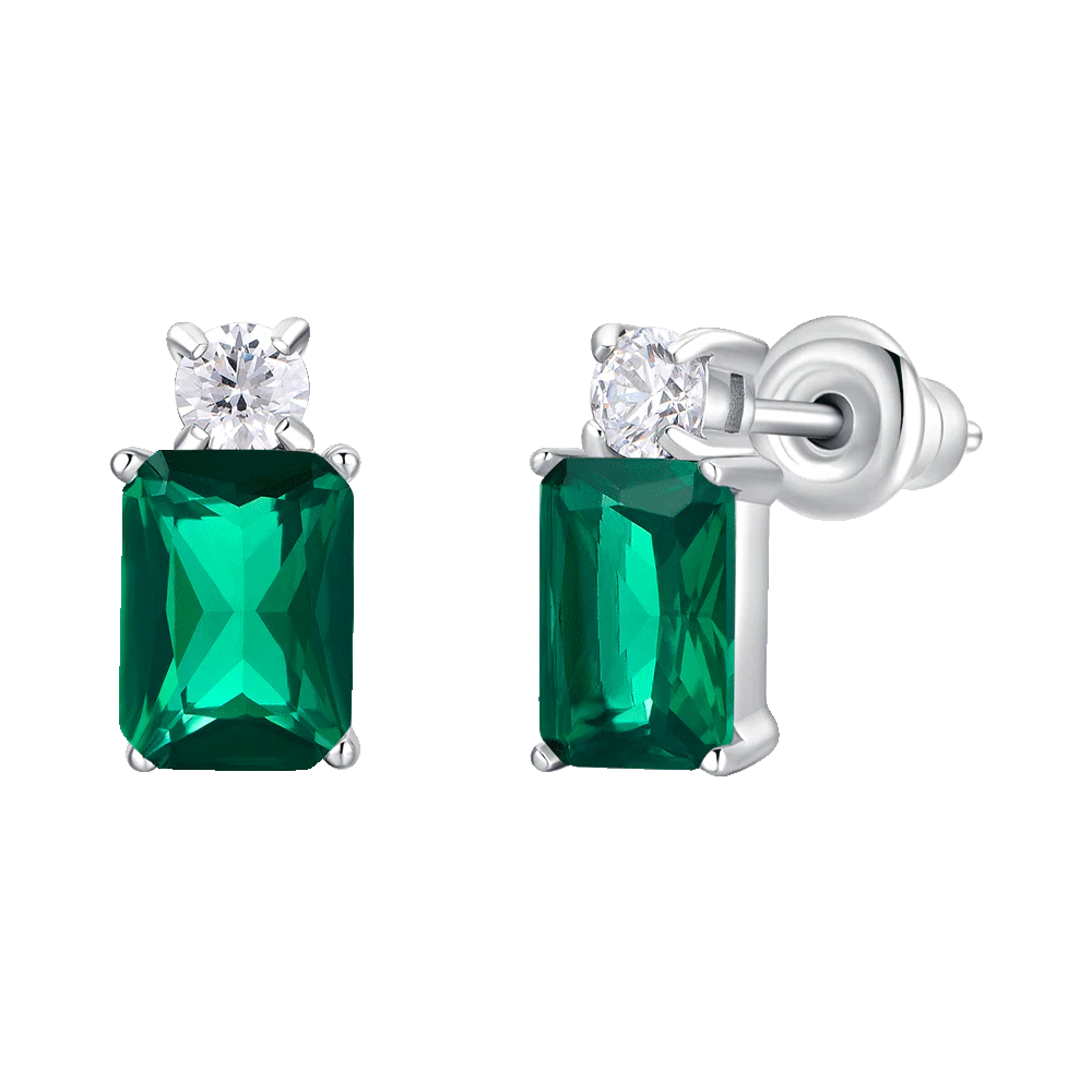 LUCA BARRA: Orecchini donna in acciaio con zirconi verdi e bianchi