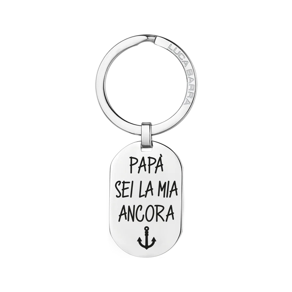 Luca Barra: Portachiavi uomo in acciaio "Papà sei la mia ancora"