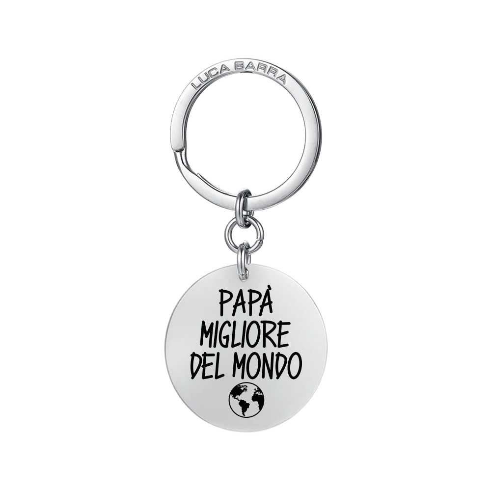 Luca Barra: portachiavi uomo in acciaio "Papà migliore del mondo