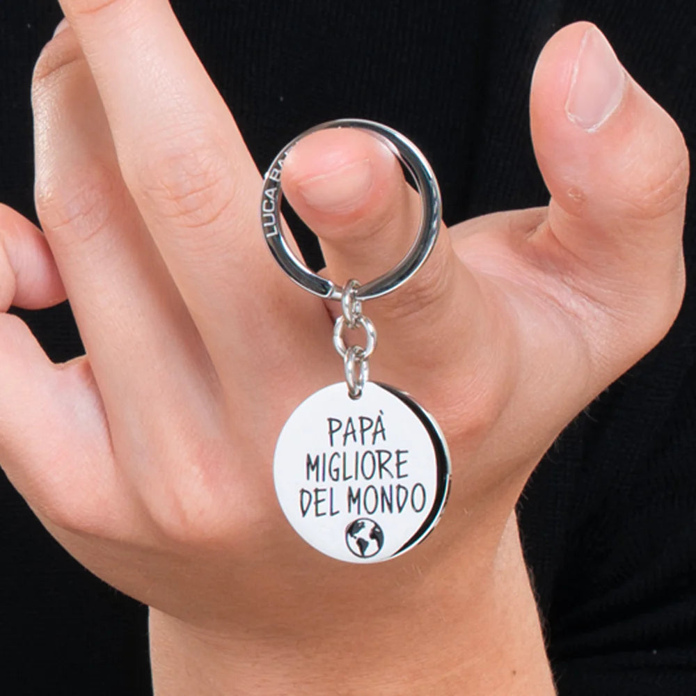 Luca Barra: portachiavi uomo in acciaio "Papà migliore del mondo
