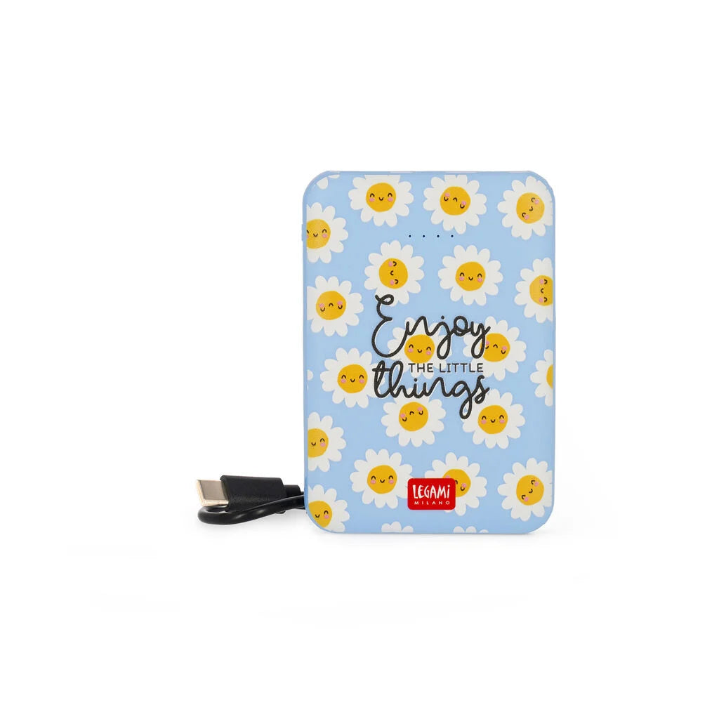 Legami - Power Bank Daisy Supercharge 5000 mAh con USB e Type-C