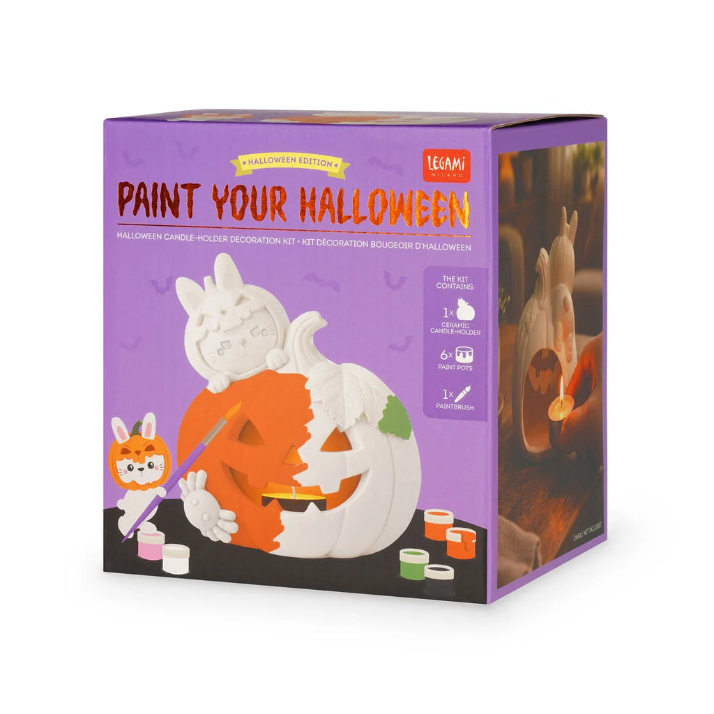 Legami Halloween Kit Crea Portacandela Paint Your Halloween – Ceramica Coniglietto da Dipingere