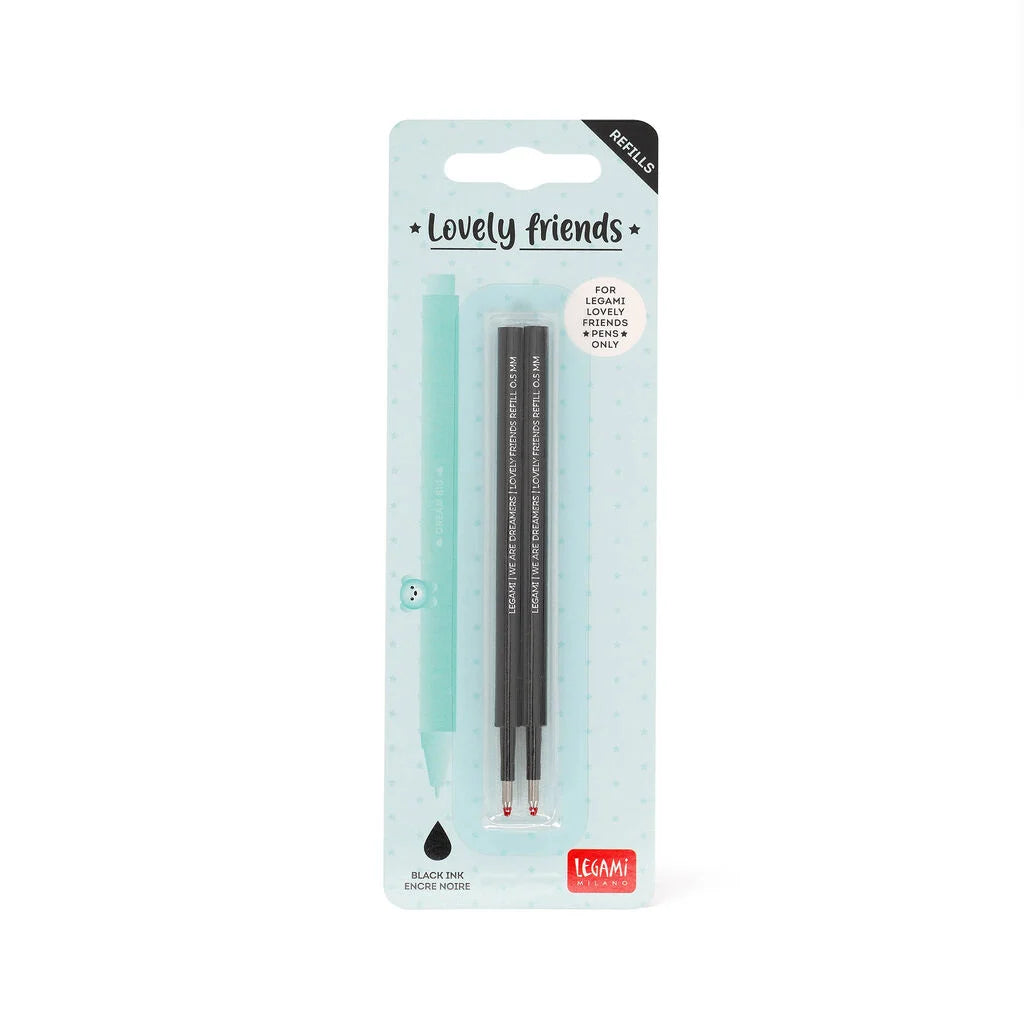 Legami Set 2 Refill per Penna Gel Lovely Friends – Inchiostro 0,5 mm vari colori