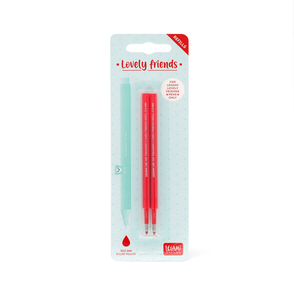 Legami Set 2 Refill per Penna Gel Lovely Friends – Inchiostro 0,5 mm vari colori