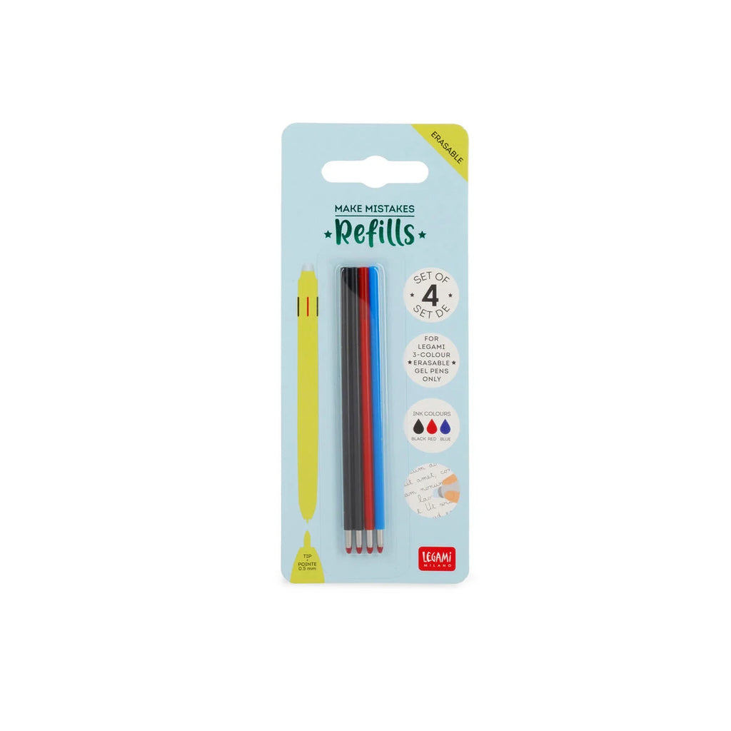 Legami Set 4 Refill per Penna Gel Cancellabile 3 Colori – Inchiostro Termosensibile