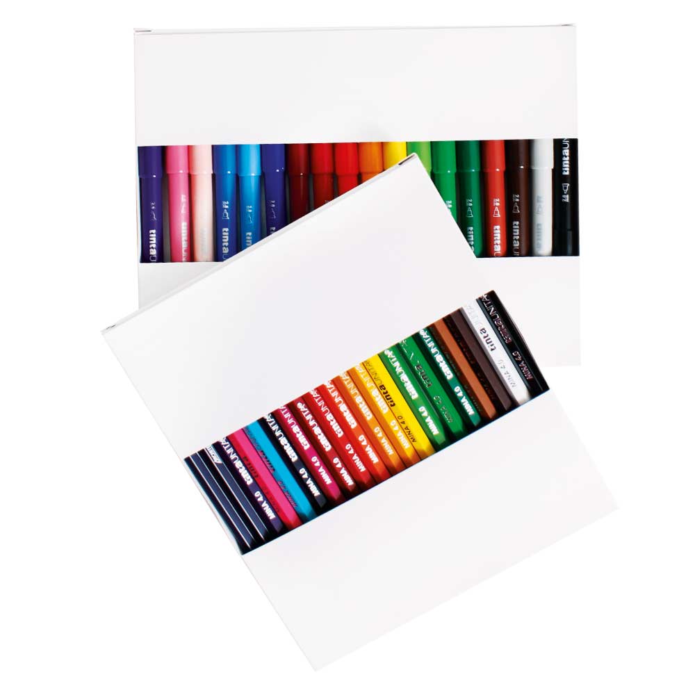 Tinta Unita Set Ricarica Astuccio Completo – 18 Pennarelli, 18 Pastelli, 2 Matite HB