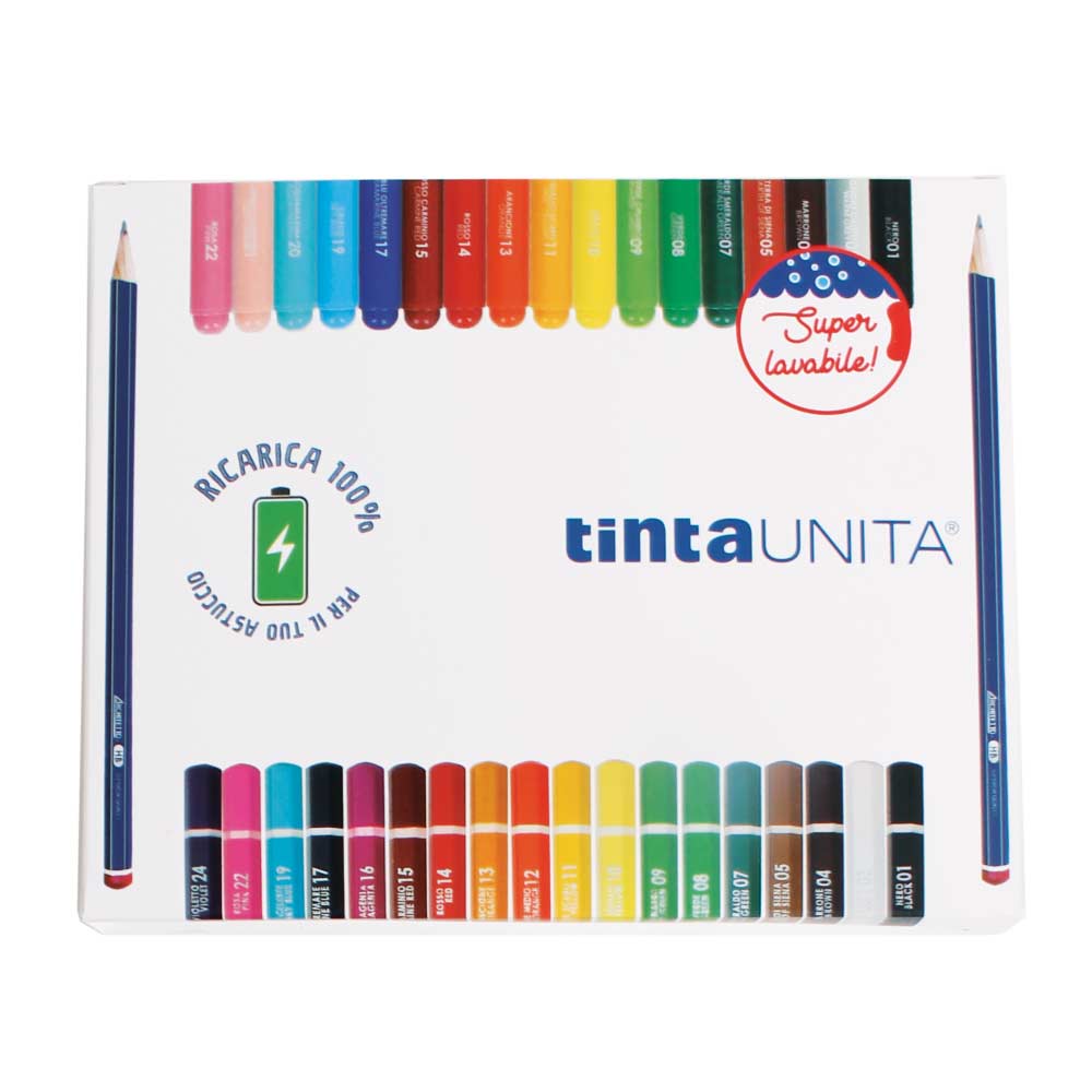 Tinta Unita Set Ricarica Astuccio Completo – 18 Pennarelli, 18 Pastelli, 2 Matite HB