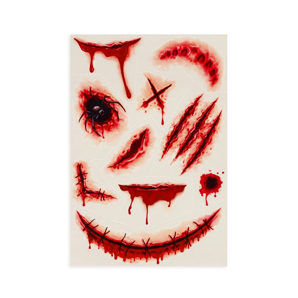 Legami Halloween Tatuaggi Temporanei Viso e Corpo – 10 Tattoo Cicatrici Realistiche