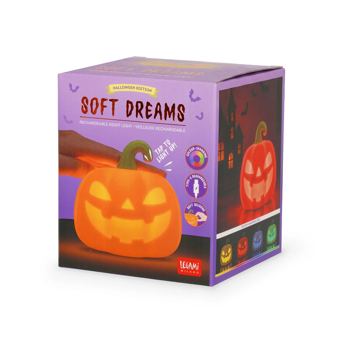 Legami Halloween Luce LED Notturna Zucca Soft Dreams – Silicone Touch Ricaricabile
