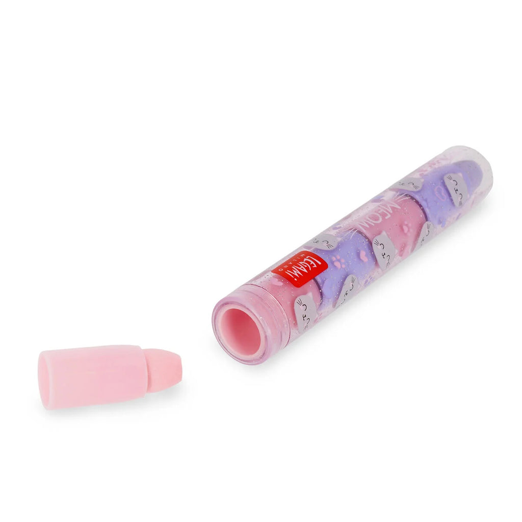 Gomme Impilabili Legami Meow | 5 Gomme Colorate e Profumate in Penna Stick