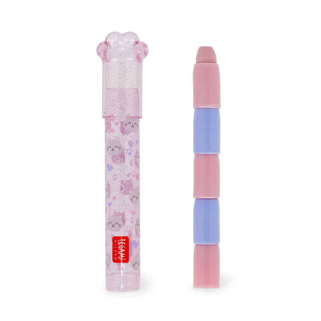 Gomme Impilabili Legami Meow | 5 Gomme Colorate e Profumate in Penna Stick