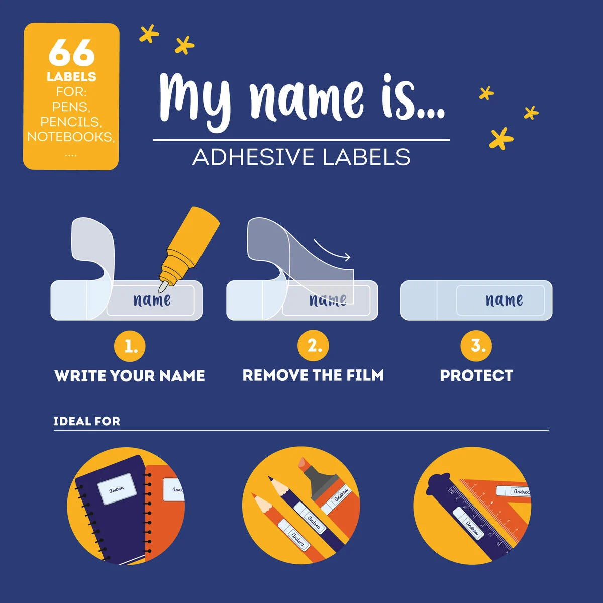 Etichette Adesive con Pellicola Protettiva My Name Is... Space – Legami