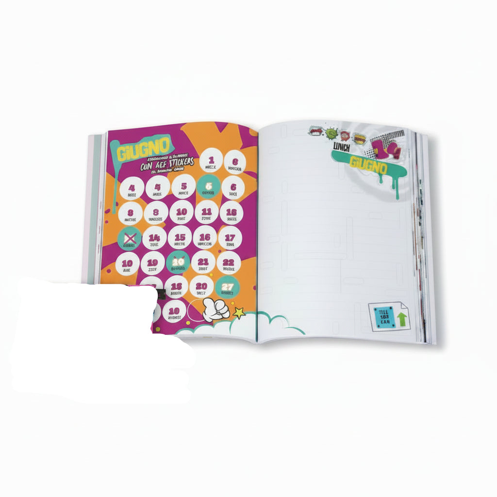 Diario Scolastico 10 Mesi Datato Tinta Unita 2026/2027 + Pastelli, Matita e Gomma