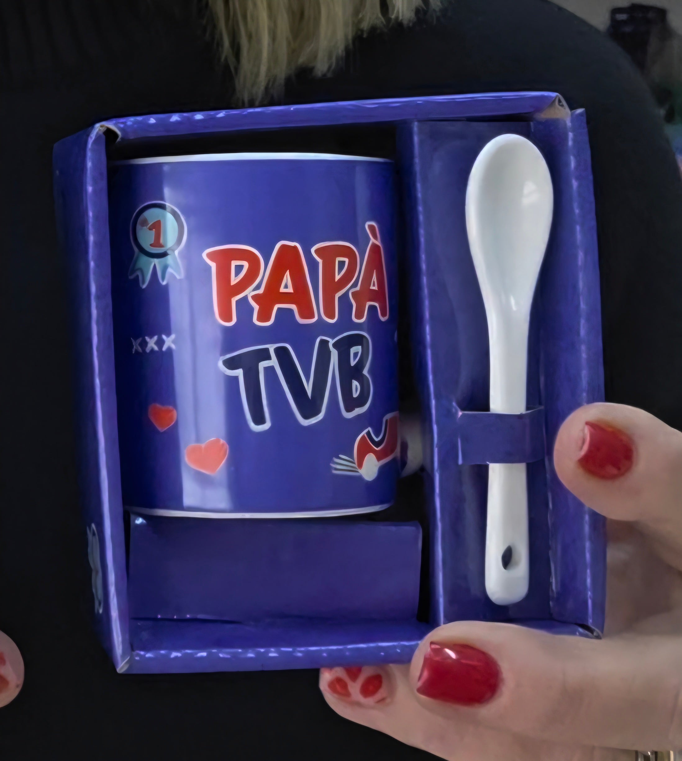 Virca: Tazzina per caffè con cucchiaino in ceramica con scritta