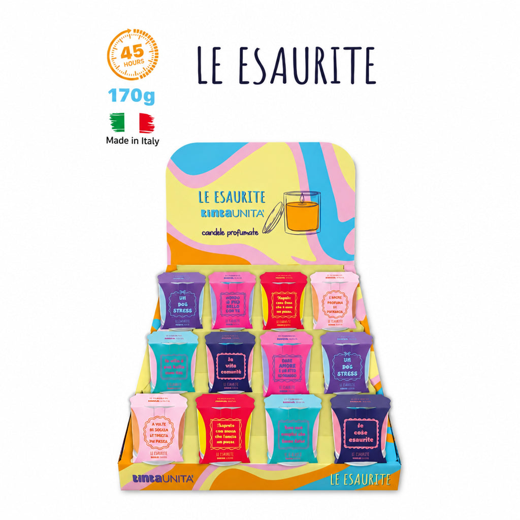Tinta Unita - Candela Profumata Le Esaurite Tinta Unita 170gr con Frasi Iconiche