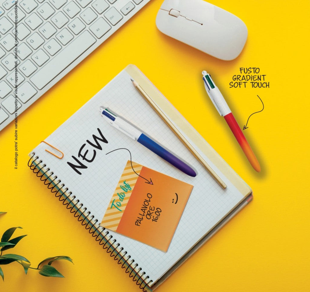 Desk Set Tinta Unita x Bic – Penna 4 Colours Soft Gradient + 2 Memo Taggy