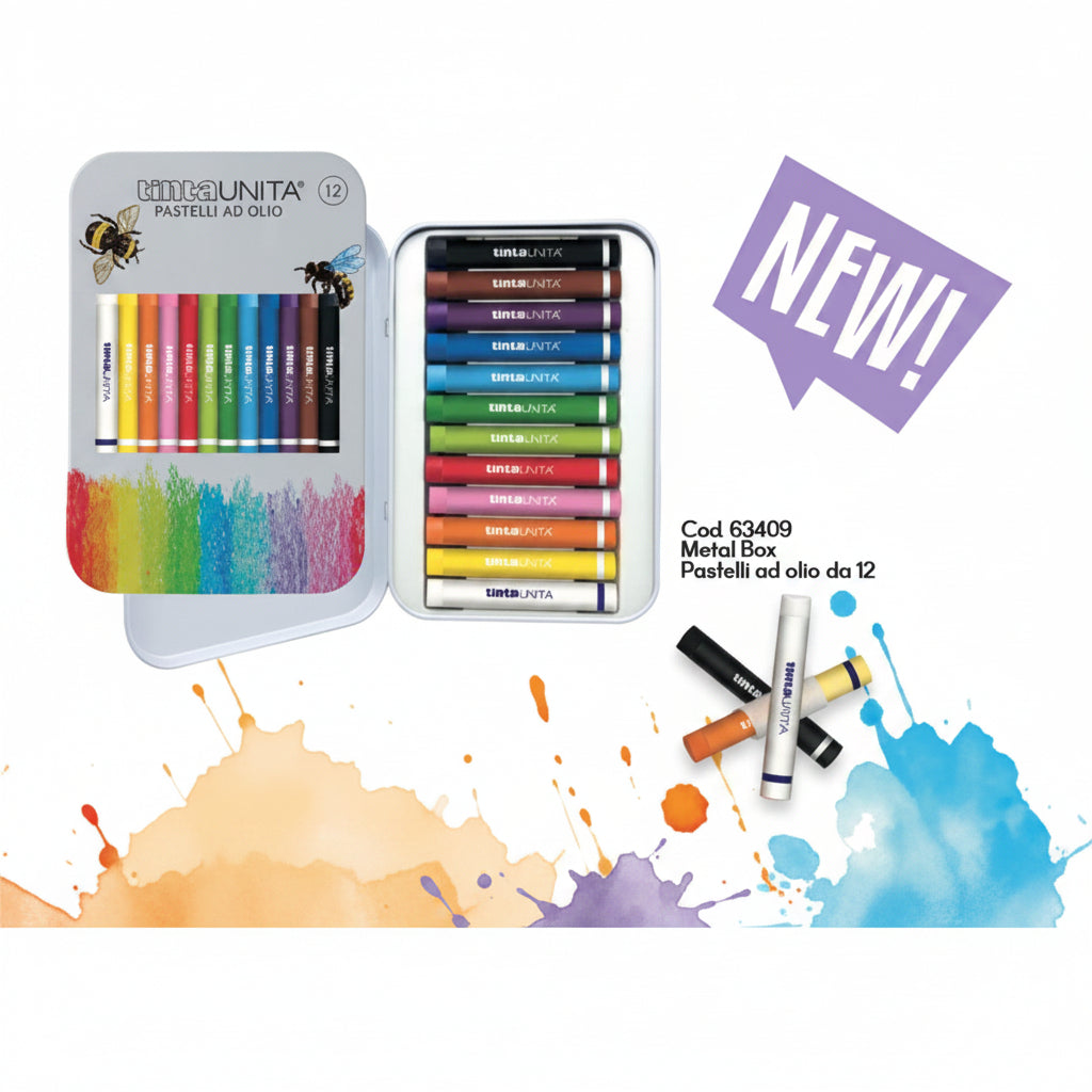 Tinta Unita Pastelli ad Olio in Scatola di Metallo – Set da 12 o 24 Colori