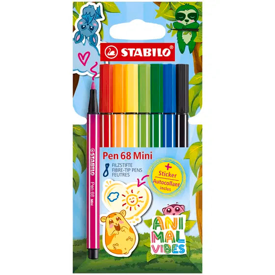 Stabilo: Pennarello STABILO Pen 68 Mini Animal Vibes Astuccio con 8 colori