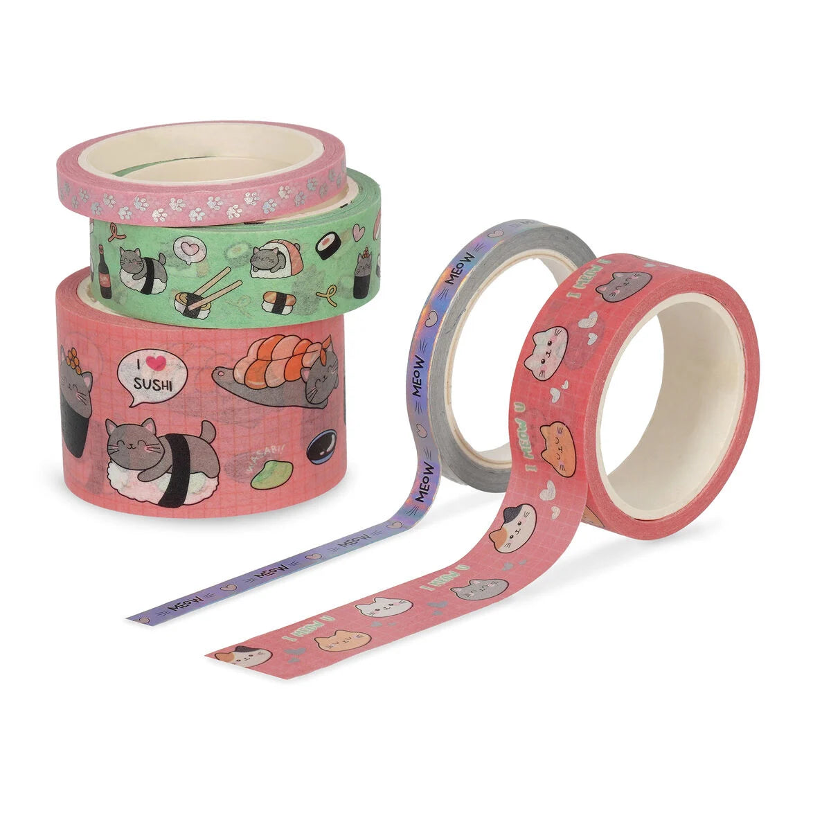 Legami: Set di 5 Nastri Adesivi Decorativi di Carta Kitty - Tape By Tape