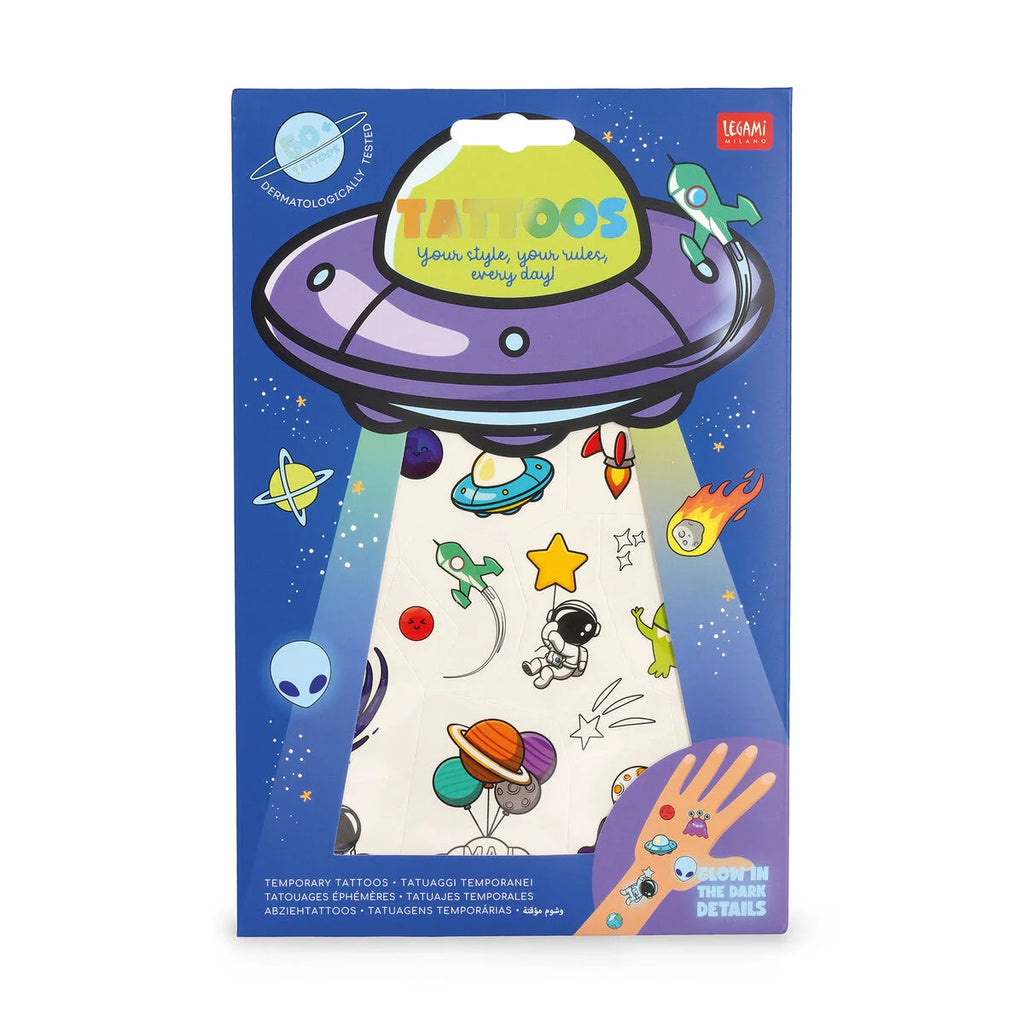 Tatuaggi Temporanei Space con Glitter – 2 Fogli – Legami