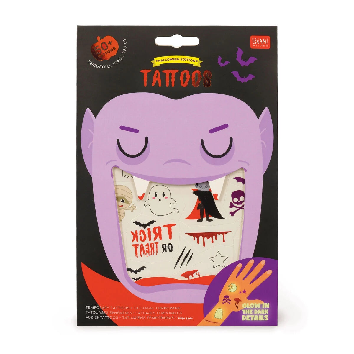 Legami Halloween Tatuaggi Temporanei Tattoos – 50+ Tattoo Brillanti al Buio