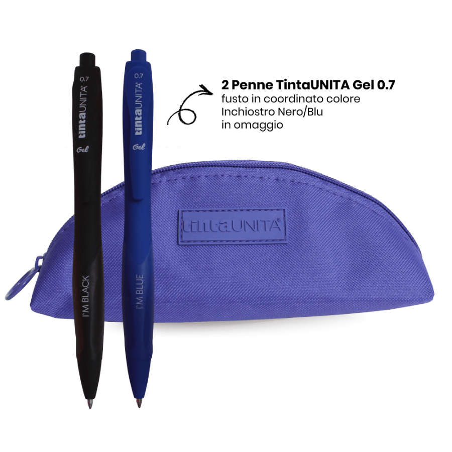 Pouch Triangolare Tinta Unita – Poliestere con 2 Penne Gel 0.7, 19x8x5,5 cm