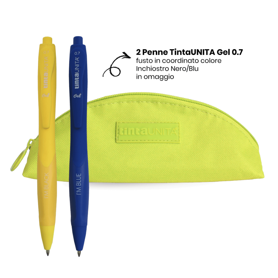 Pouch Triangolare Tinta Unita – Poliestere con 2 Penne Gel 0.7, 19x8x5,5 cm