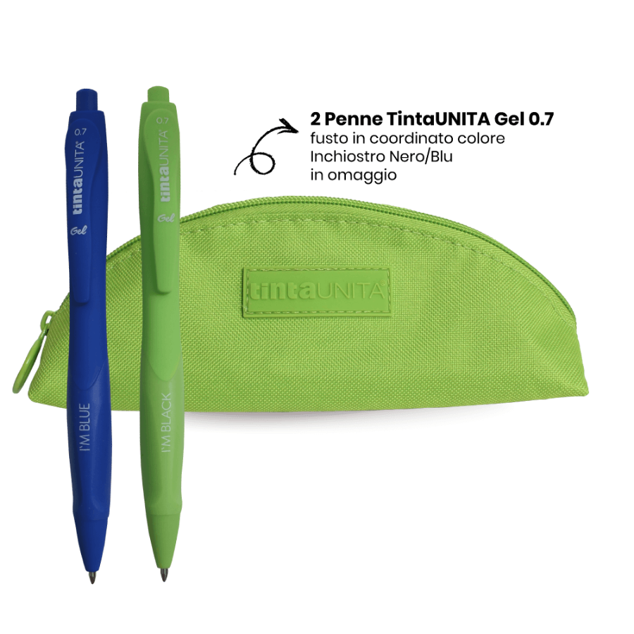 Pouch Triangolare Tinta Unita – Poliestere con 2 Penne Gel 0.7, 19x8x5,5 cm