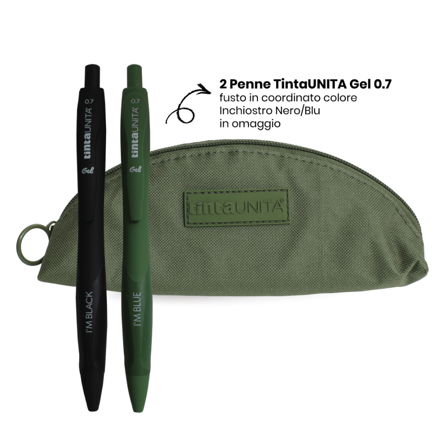 Pouch Triangolare Tinta Unita – Poliestere con 2 Penne Gel 0.7, 19x8x5,5 cm