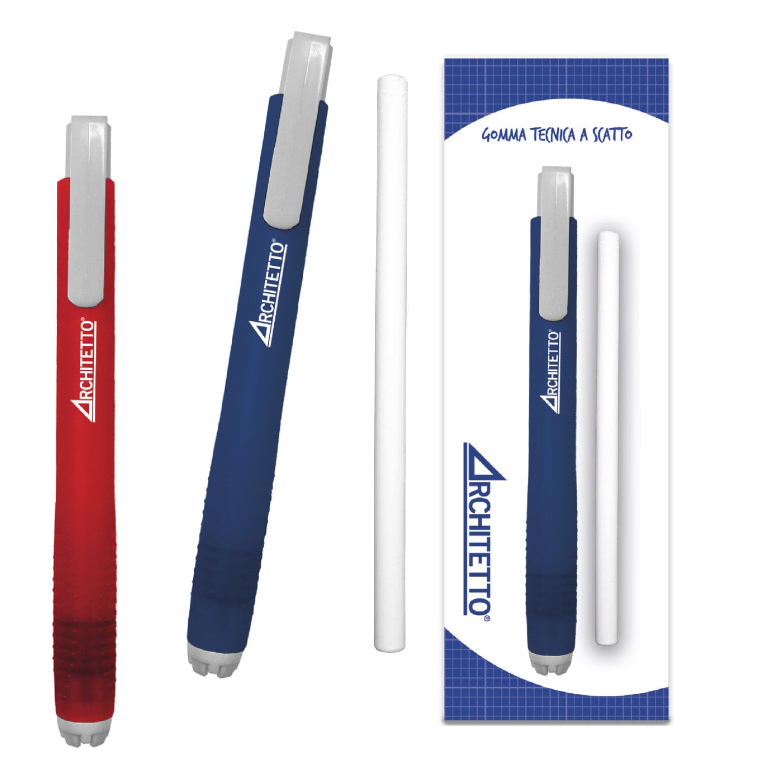 Tinta Unita Gomma a Scatto con Refill – Rosso o Blu