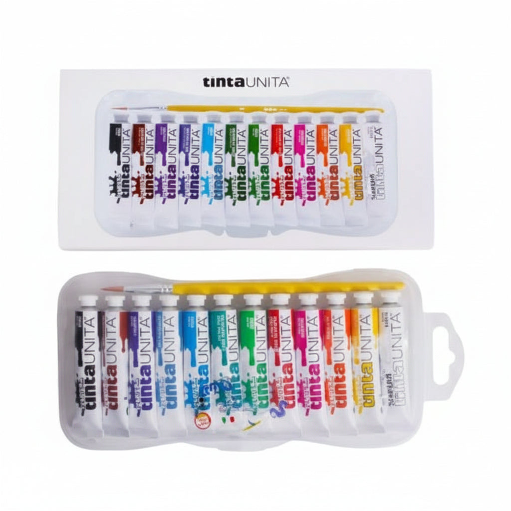 Tempere Tinta Unita in Tubetto 12ml – Made in Italy con Pennello (7 o 12 colori)