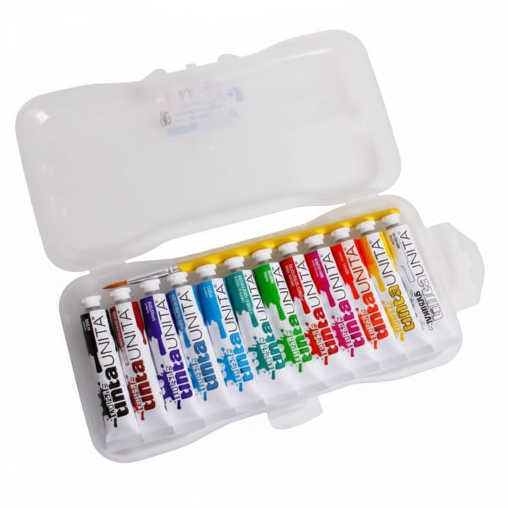 Tempere Tinta Unita in Tubetto 12ml – Made in Italy con Pennello (7 o 12 colori)