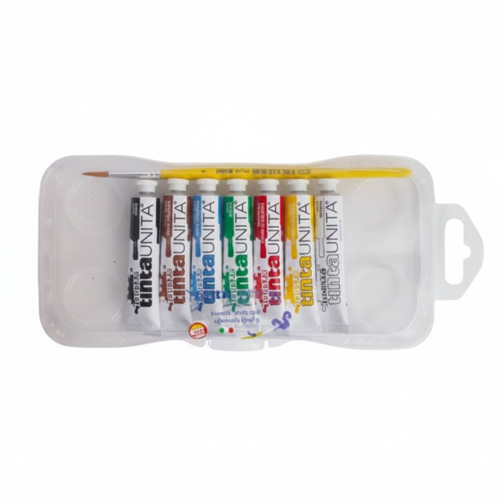 Tempere Tinta Unita in Tubetto 12ml – Made in Italy con Pennello (7 o 12 colori)