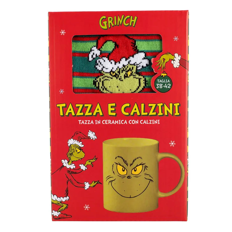 Set regalo natalizio tazza ceramica e calze Grinch
