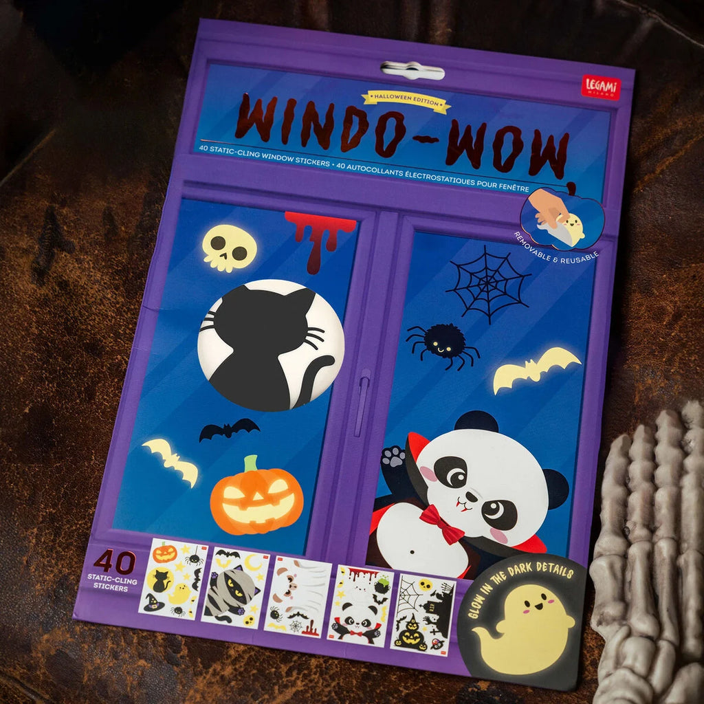 Legami Halloween Set 40 Adesivi Elettrostatici Finestra Windo-Wow – 5 Fogli Fosforescenti