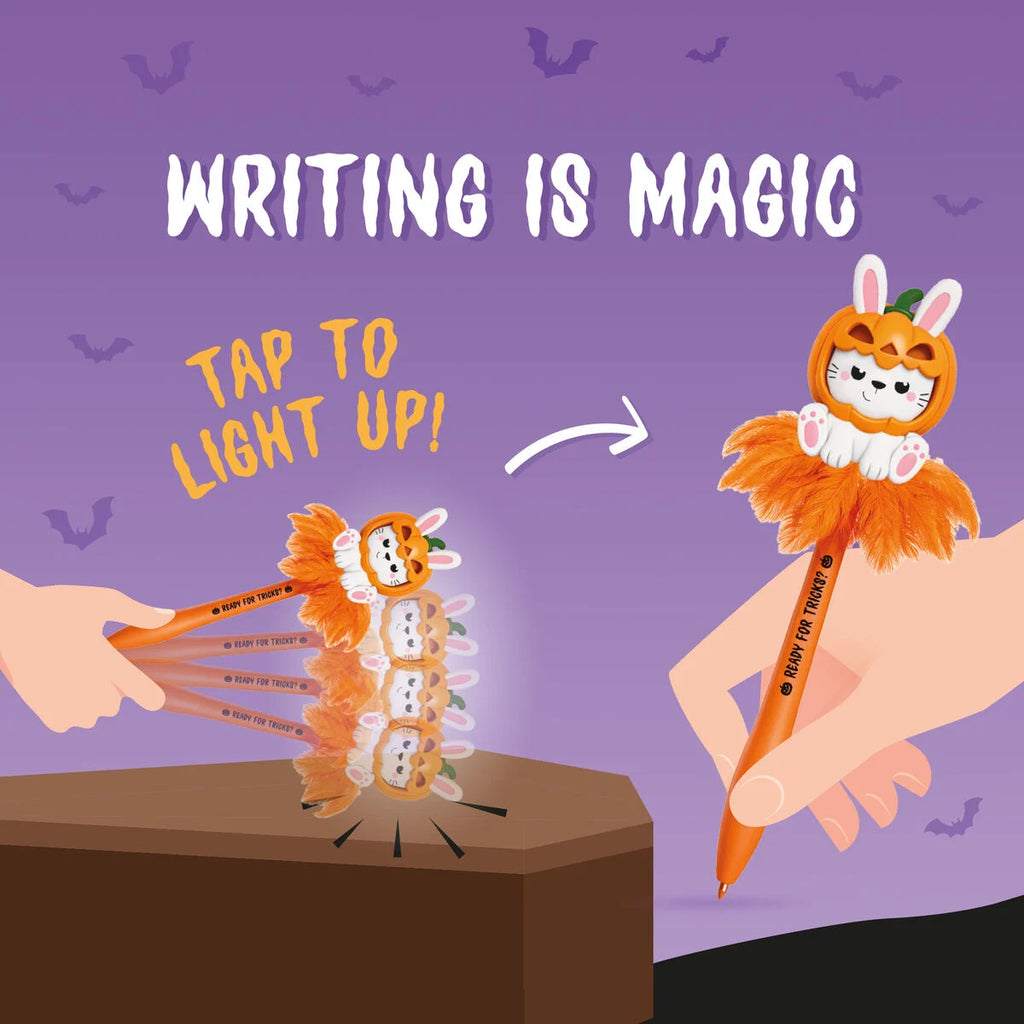 Legami Halloween Penna a Sfera Luminosa - Pumpkin Bunny - Writing is Magic
