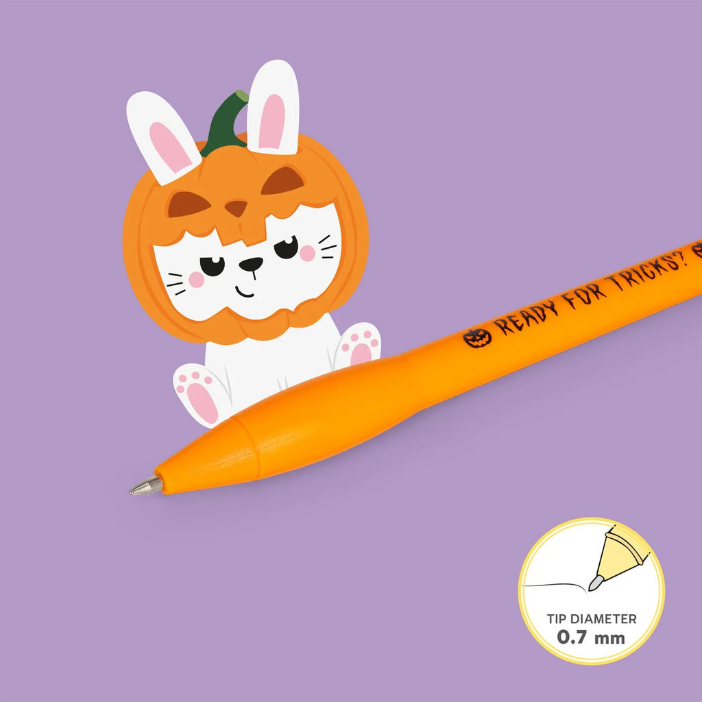 Legami Halloween Penna a Sfera Luminosa - Pumpkin Bunny - Writing is Magic