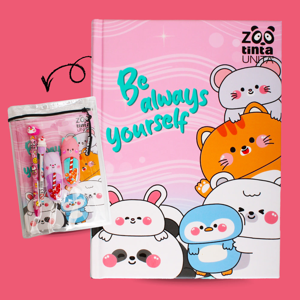 Diario Datato  12 Mesi Tinta Unita Zoo 2026-2027 con Sovracoperta PVC e Stationery