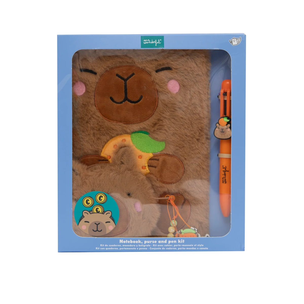 Mr.Wonderful - Set Regalo Capibara con Quaderno A5, Portamonete e Penna Cancellabile