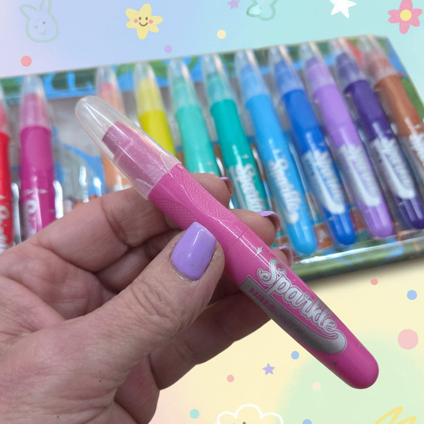Tinta Unita Kids: Pastelli a Cera Profumati Sparkle 12 Colori – Perlescenti