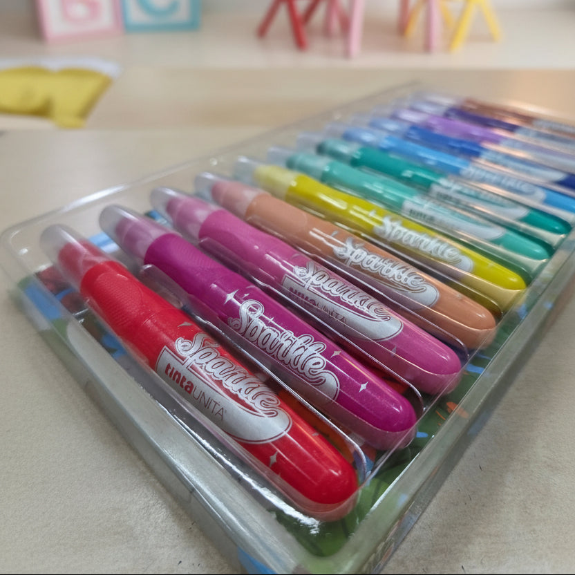 Tinta Unita Kids: Pastelli a Cera Profumati Sparkle 12 Colori – Perlescenti