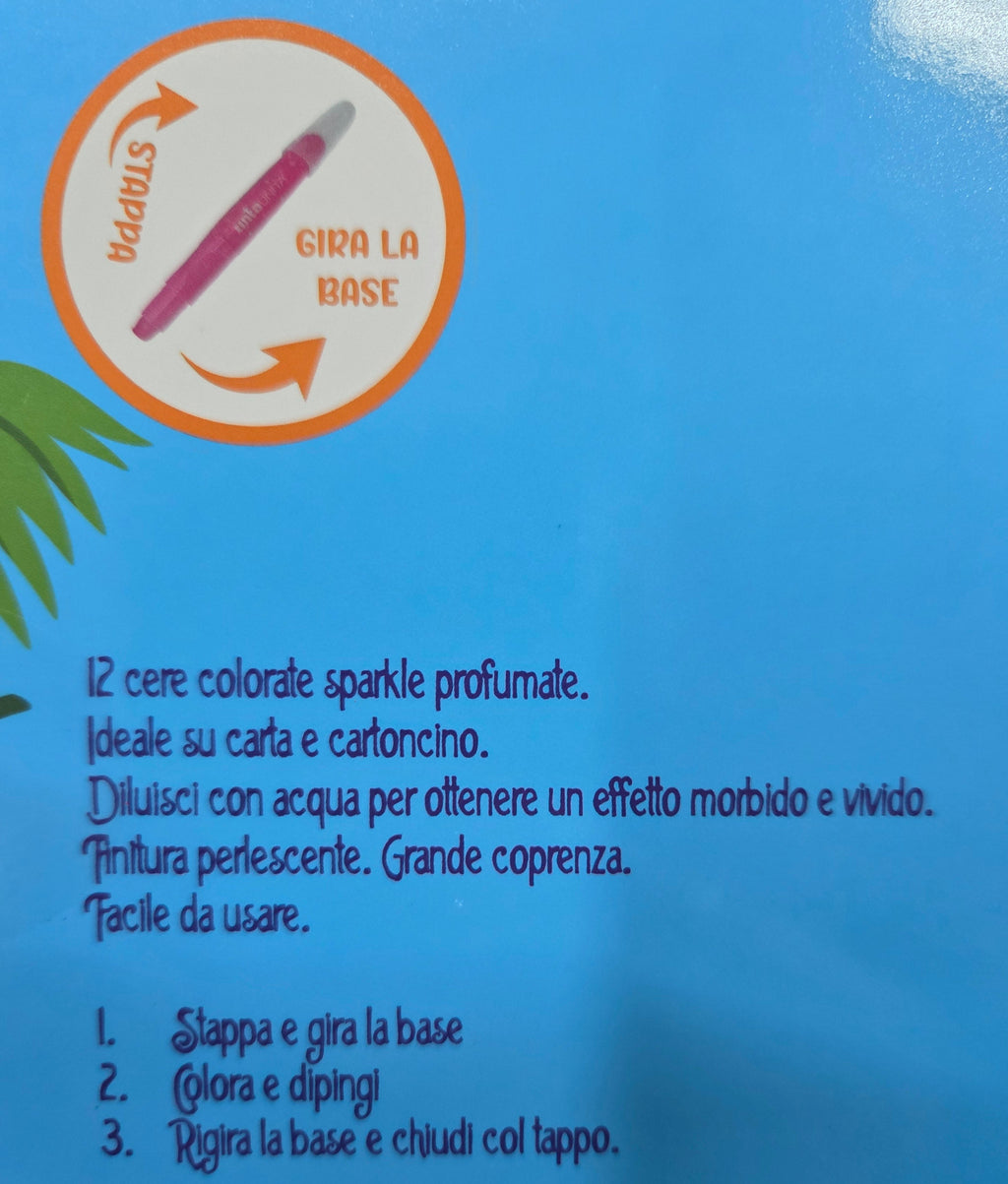 Tinta Unita Kids: Pastelli a Cera Profumati Sparkle 12 Colori – Perlescenti