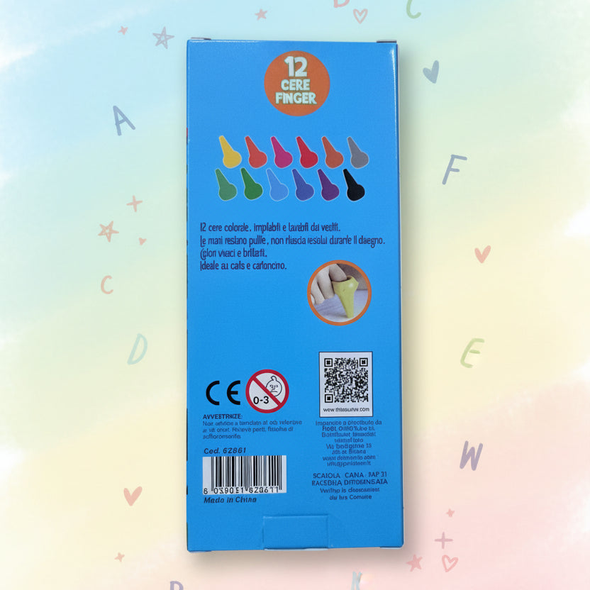 Tinta Unita Kids: Pastelli a Cera Ergonomici Baby Finger 12 Colori – Lavabili